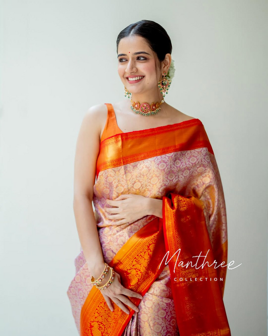 Ashika orange kanjivaram silk