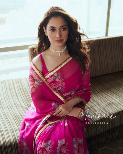 Tamannaah Bhatia pink designer saree