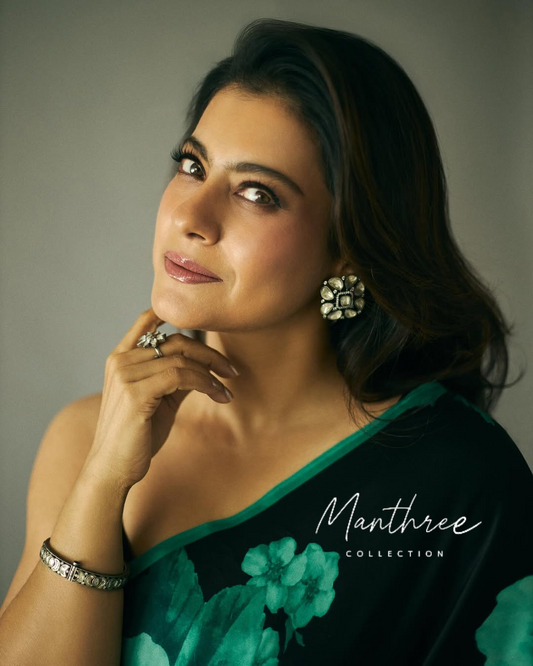 Kajol black georgette saree