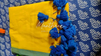Yellow cotton saree