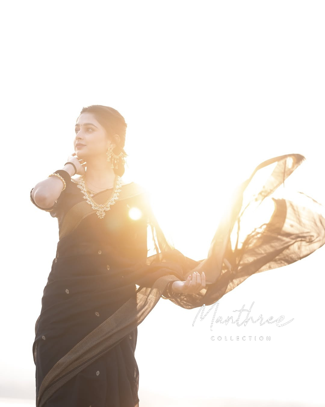 Black Banarasi jacquard silk