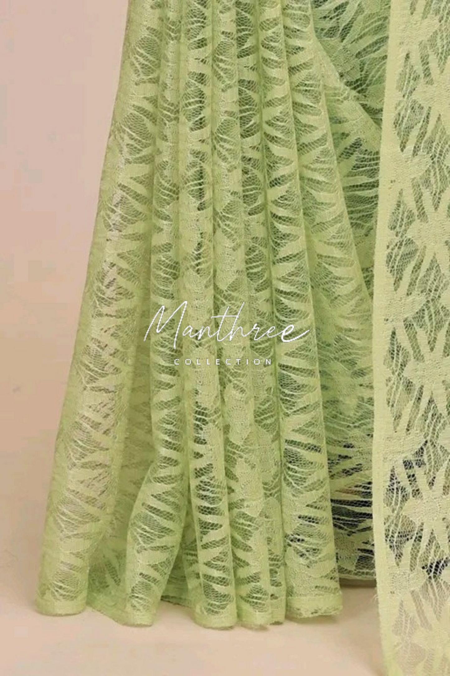 Red floral design netted saree