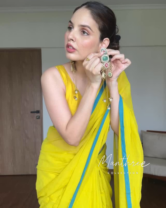 Yellow cotton saree