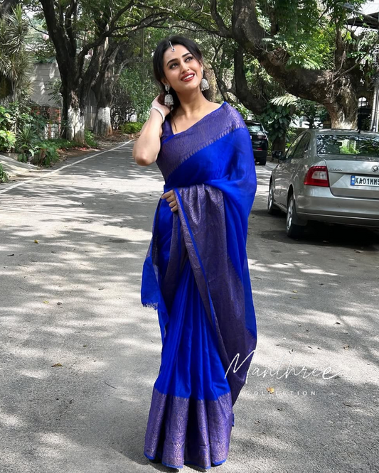 Best seller blue silk saree