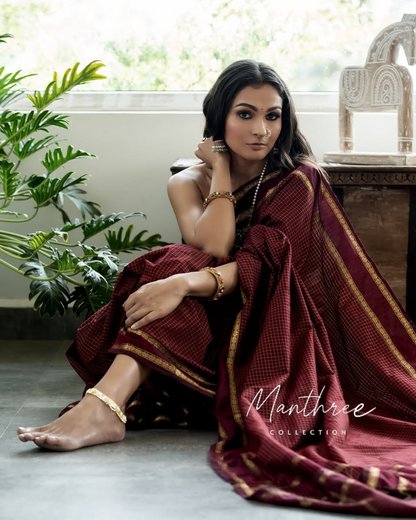 Andreah in red chettinadu saree