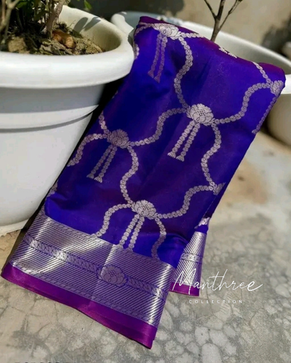 Hina Khan purple silk saree