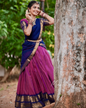 Blue & pink half saree