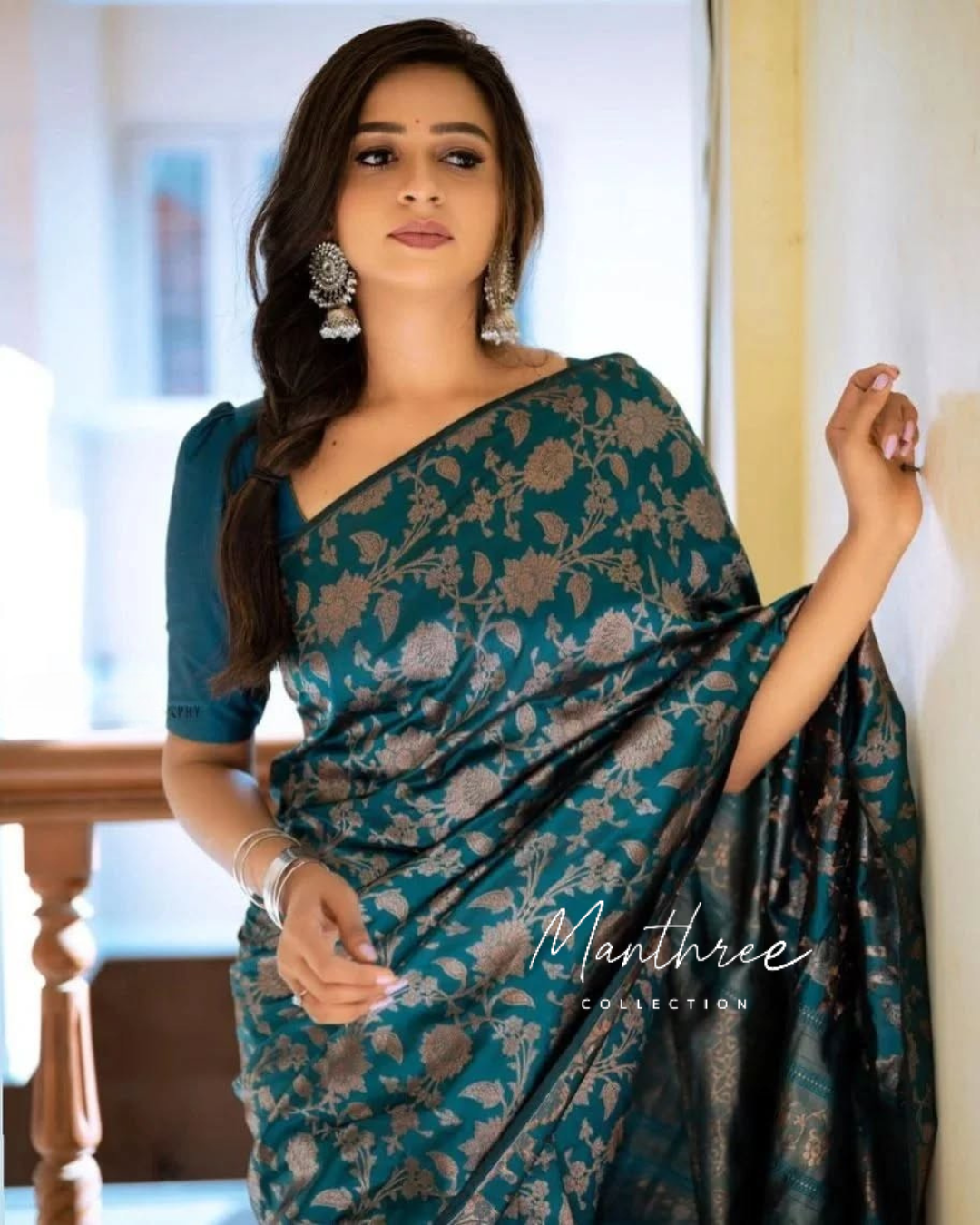 Trending teal blue kanchipuram silk saree