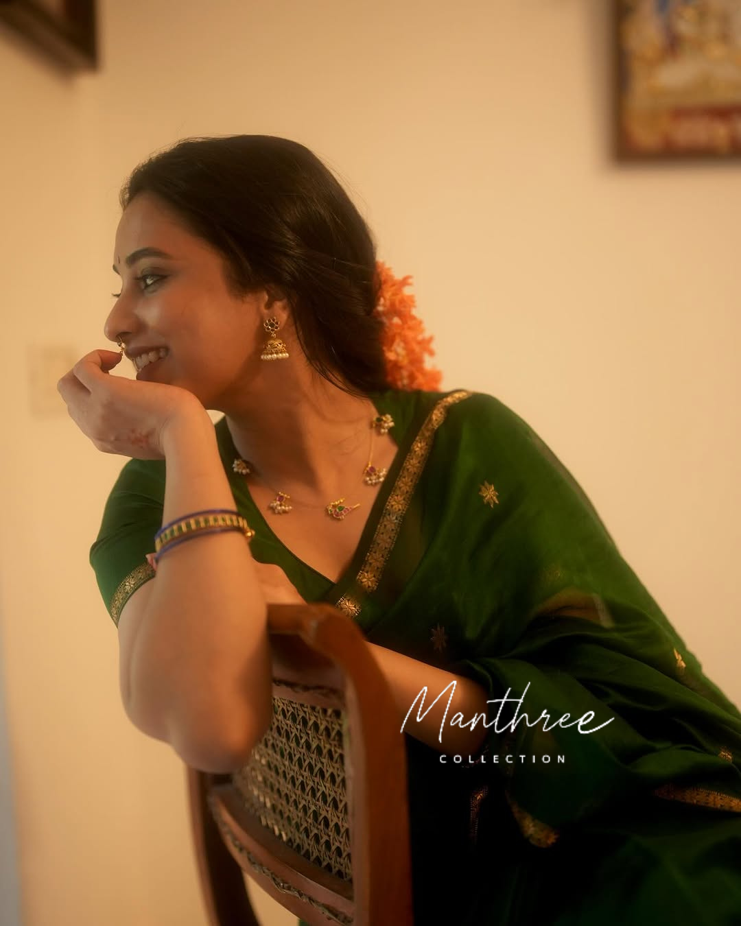Priyanka mohan green silk saree