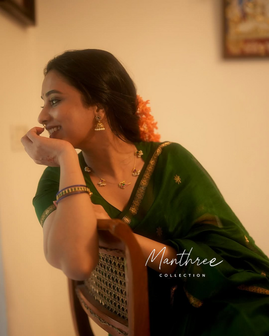 Priyanka mohan green silk saree