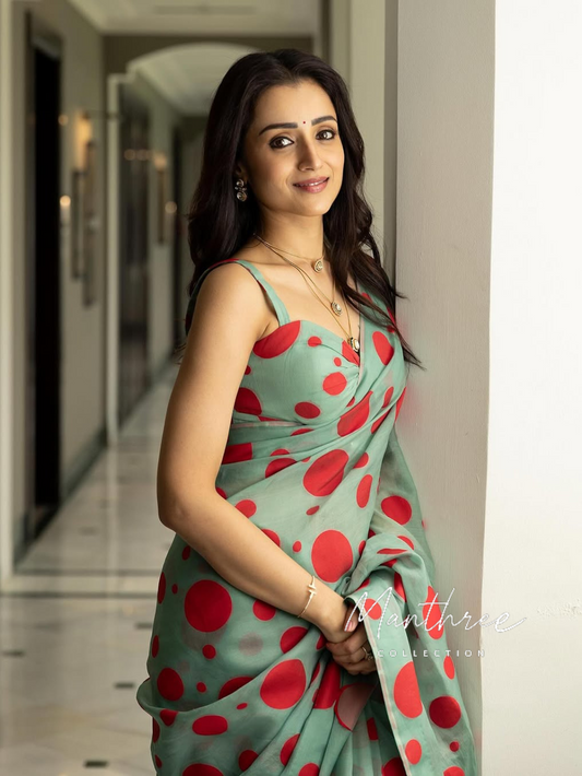 Trisha polka dotted saree