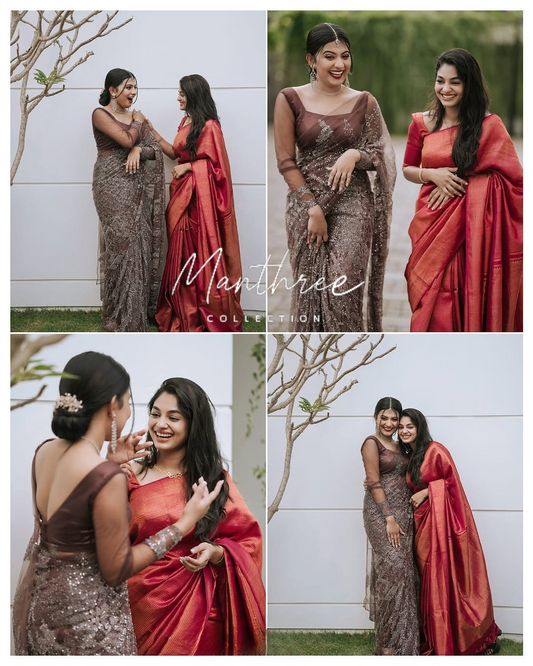 Ivana red silk saree