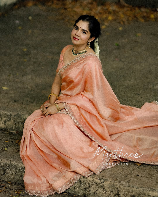 Jisma jiji pink saree