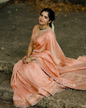 Jisma jiji pink saree