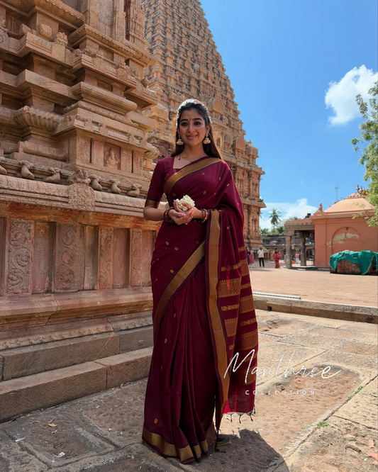 Maroon soft silk saree