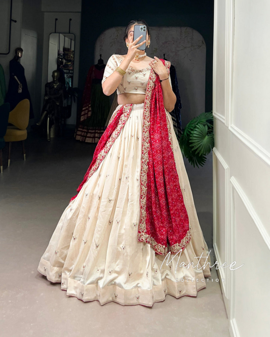 Vichitra Silk Lehenga with Exquisite Sequins and Thread Embroidery Lehenga Choli