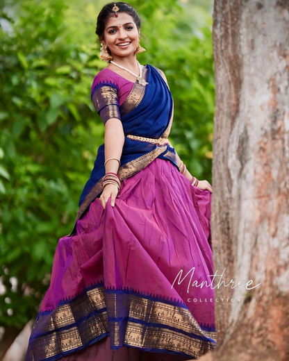 Blue & pink half saree