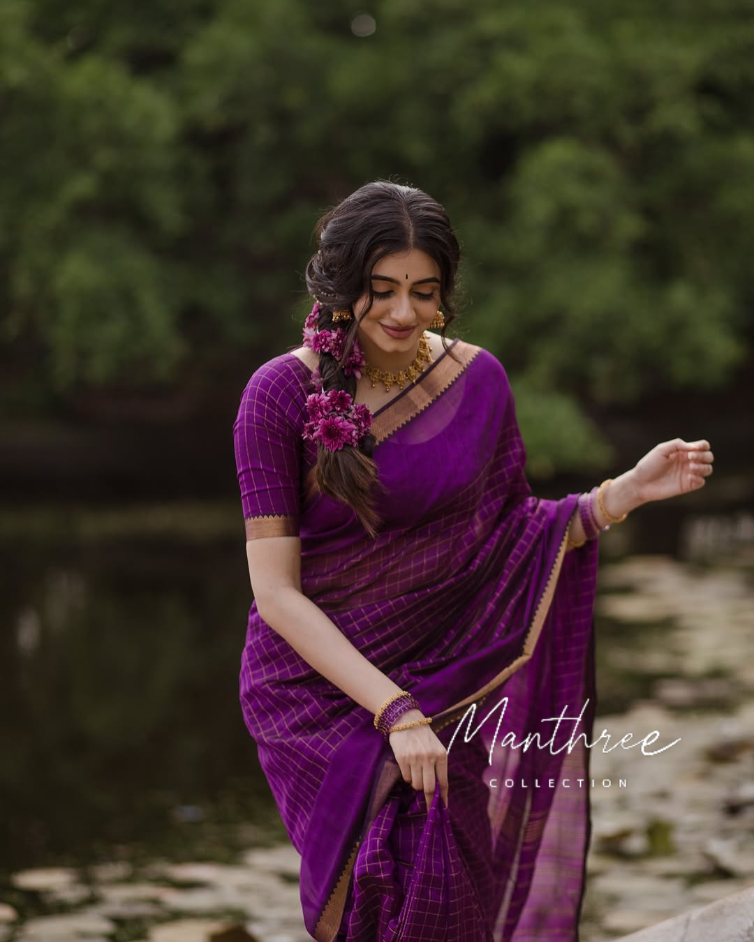 Purple Mangalagiri silk sareee