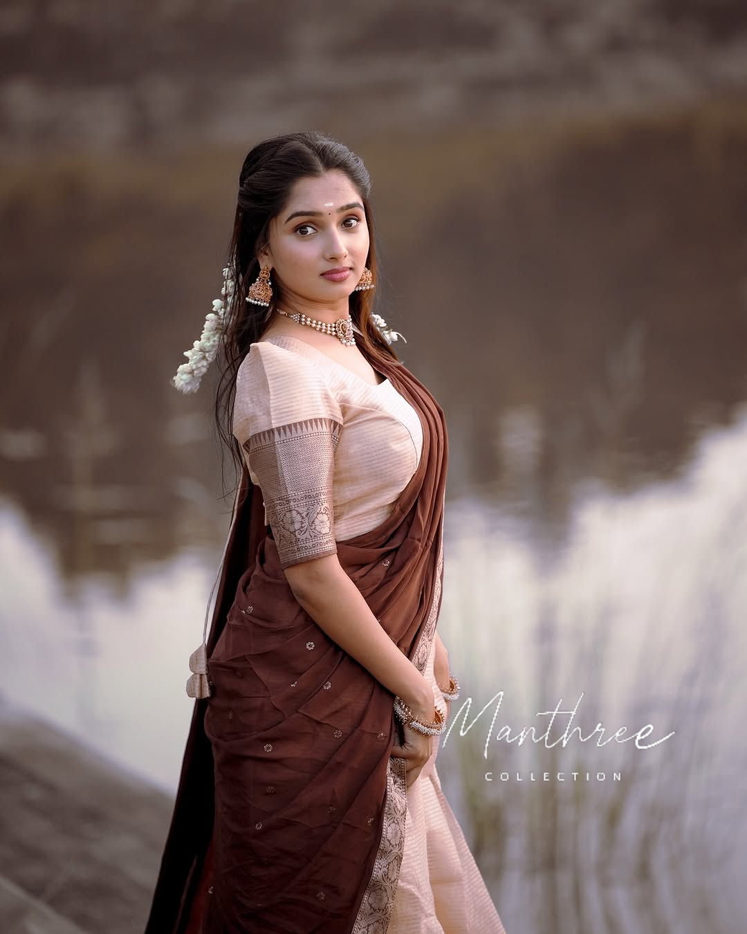 Brown half saree
